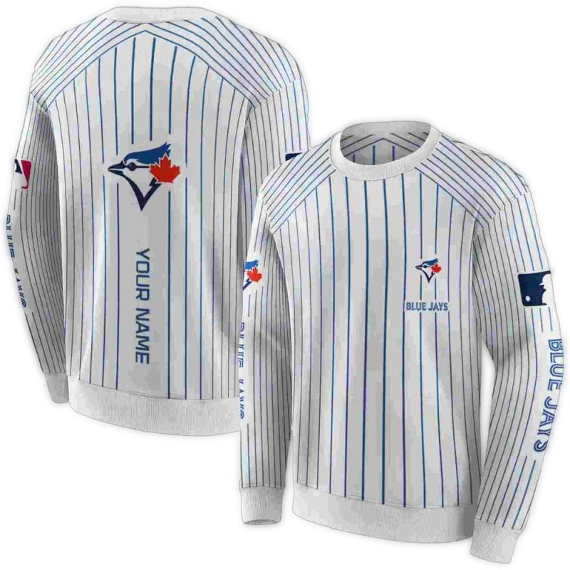 Personalized Toronto Blue Jays Pinstripe Pattern AOP Sweatshirt 1