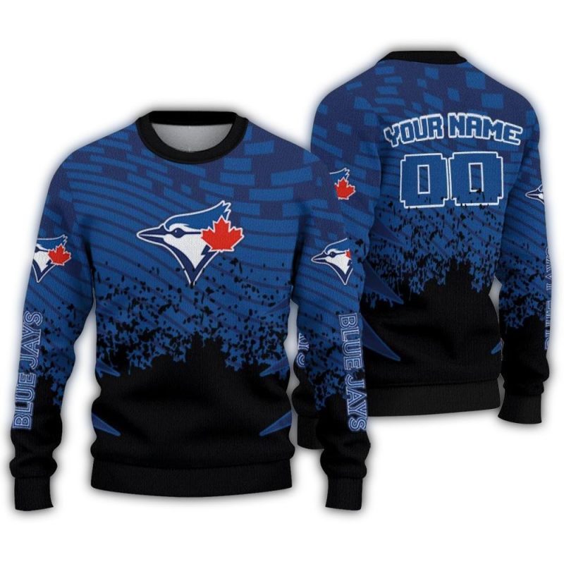 Personalized Toronto Blue Jays Pixel Flow Ugly Sweater 1
