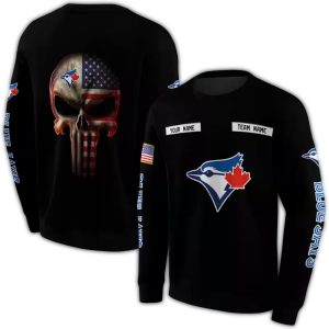 Personalized Toronto Blue Jays Punisher Skull All Over Print Sweatshirt