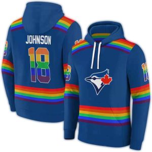 Custom Toronto Blue Jays Rainbow Stripes All-Over Print Hoodie