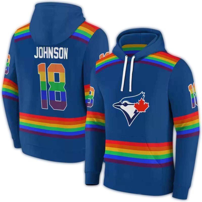 Personalized Toronto Blue Jays Rainbow Stripes AOP Hoodie 1