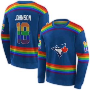 Personalized Toronto Blue Jays Rainbow Stripes All Over Print Sweatshirt