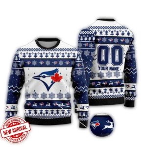 Personalized Toronto Blue Jays Reindeer Christmas Ugly Sweater