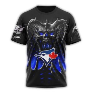 Personalized Toronto Blue Jays Skull Halloween T-Shirt - All Over Print