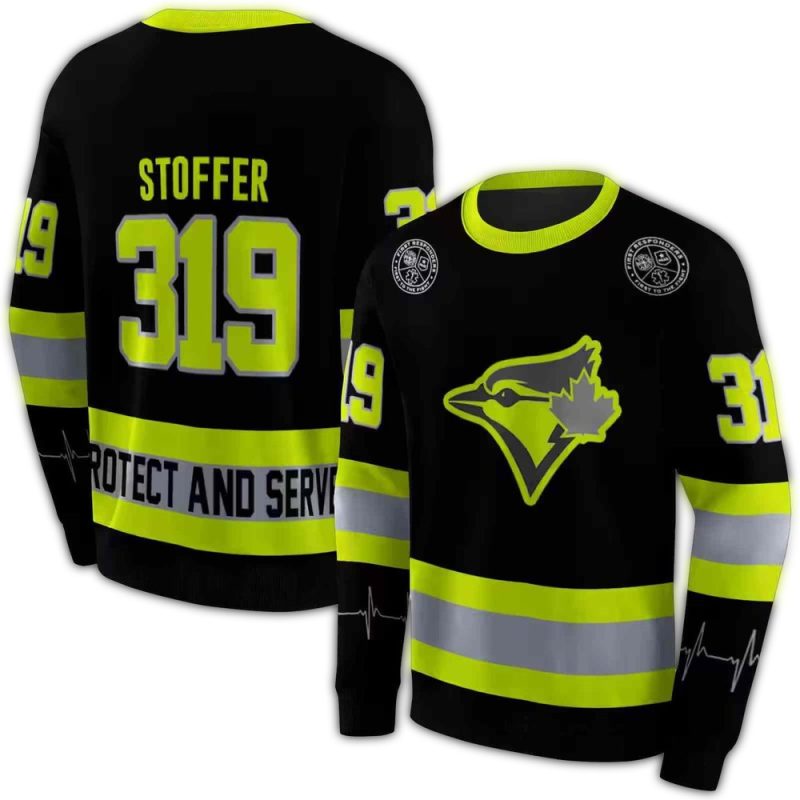 Personalized Toronto Blue Jays Safety Motif AOP Sweatshirt 1