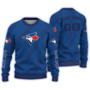 Personalized Toronto Blue Jays Stripe Motion Ugly Sweater