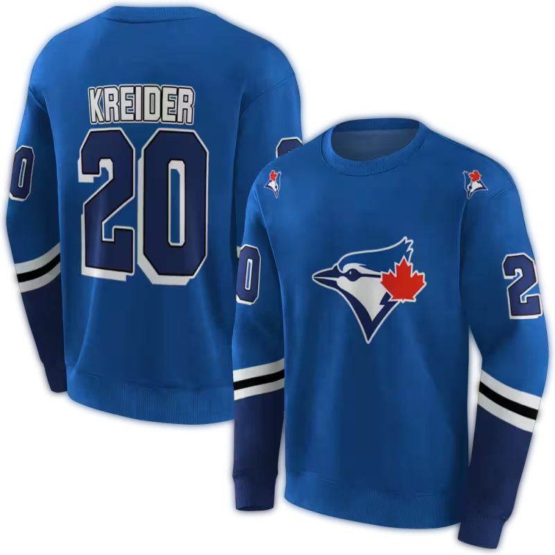Personalized Toronto Blue Jays Striped AOP Sweatshirt 1