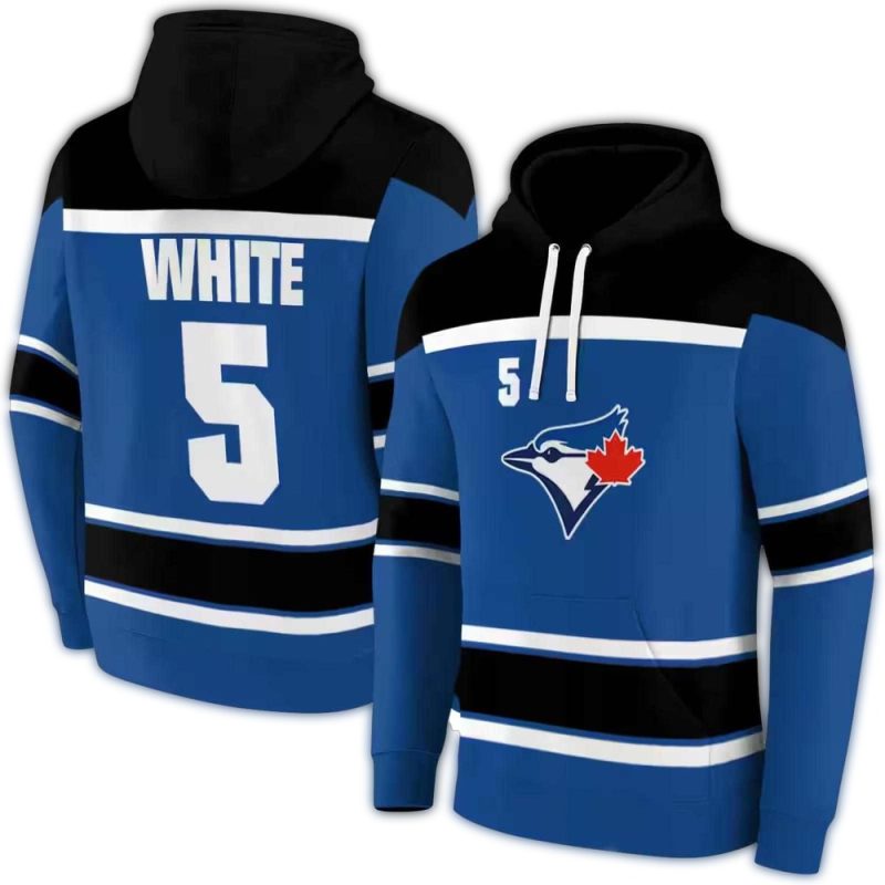 Personalized Toronto Blue Jays Striped Pattern AOP Hoodie 1