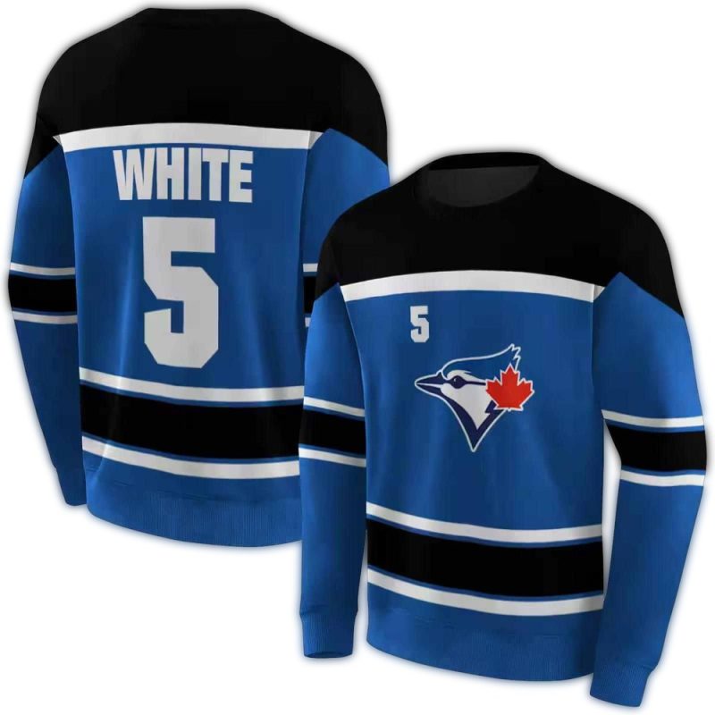 Personalized Toronto Blue Jays Striped Pattern AOP Sweatshirt 1