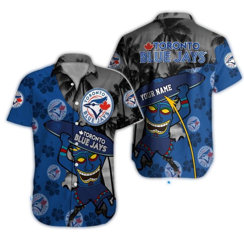 Personalized Toronto Blue Jays Tiki Surf Hawaiian Shirt 1