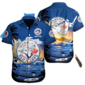 Custom Toronto Blue Jays Hawaiian Shirt With Wave Design