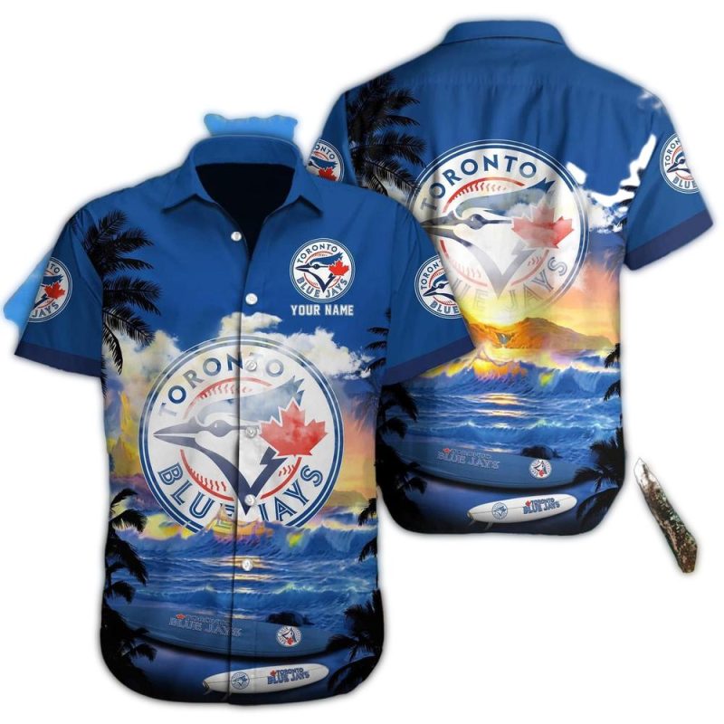Personalized Toronto Blue Jays Wave Hawaiian Shirt 1