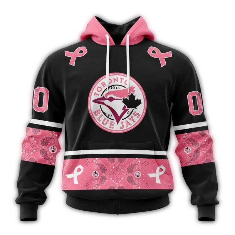 Personalized Toronto Blue Jays We Wear Pink Breast Cancer AOP Hoodie 1