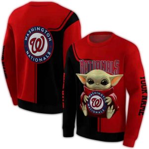 Custom Washington Nationals Baby Yoda All-Over Print Hoodie For Kids