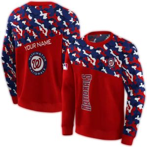 Custom Washington Nationals Camo All-Over Print Sweatshirt For Fans