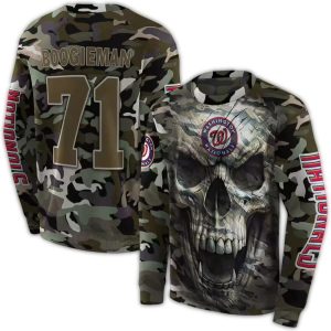 Personalized Washington Nationals Camouflage Skull All-Over Print Sweatshirt