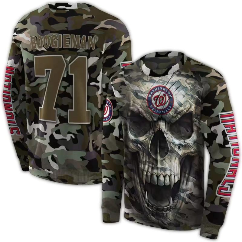 Personalized Washington Nationals Camo Skull All over Print Sweatshirt 1