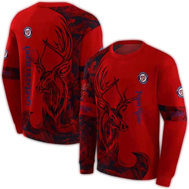 Personalized Washington Nationals Deer Silhouette All over Print Sweatshirt 1