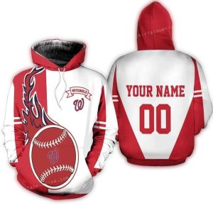 Custom Washington Nationals Fireball All-Over Print Hoodie For Fans