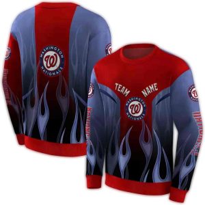 Personalized Washington Nationals Flame All-Over Print Hoodie For Fans