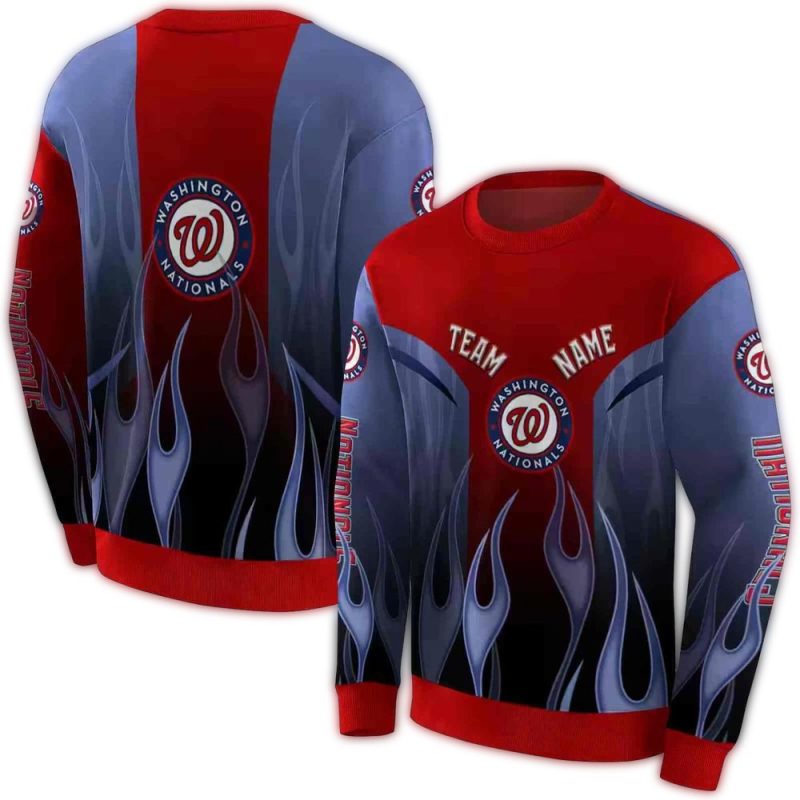 Personalized Washington Nationals Flame All over Print Sweatshirt 1