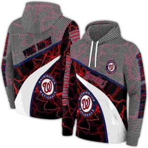 Custom Washington Nationals Hexagonal Mesh Full Print Hoodie
