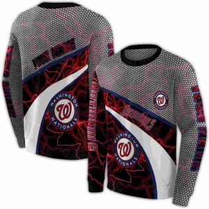 Custom Washington Nationals Hexagonal Mesh All-Over Print Sweatshirt