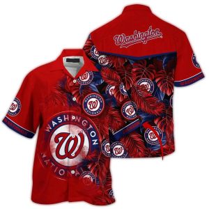 Custom Washington Nationals Hawaiian Shirt With Leaf Print Design
