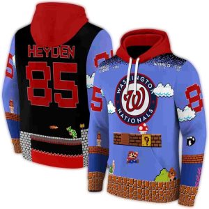 Custom Washington Nationals Mario All-Over Print Hoodie For Fans
