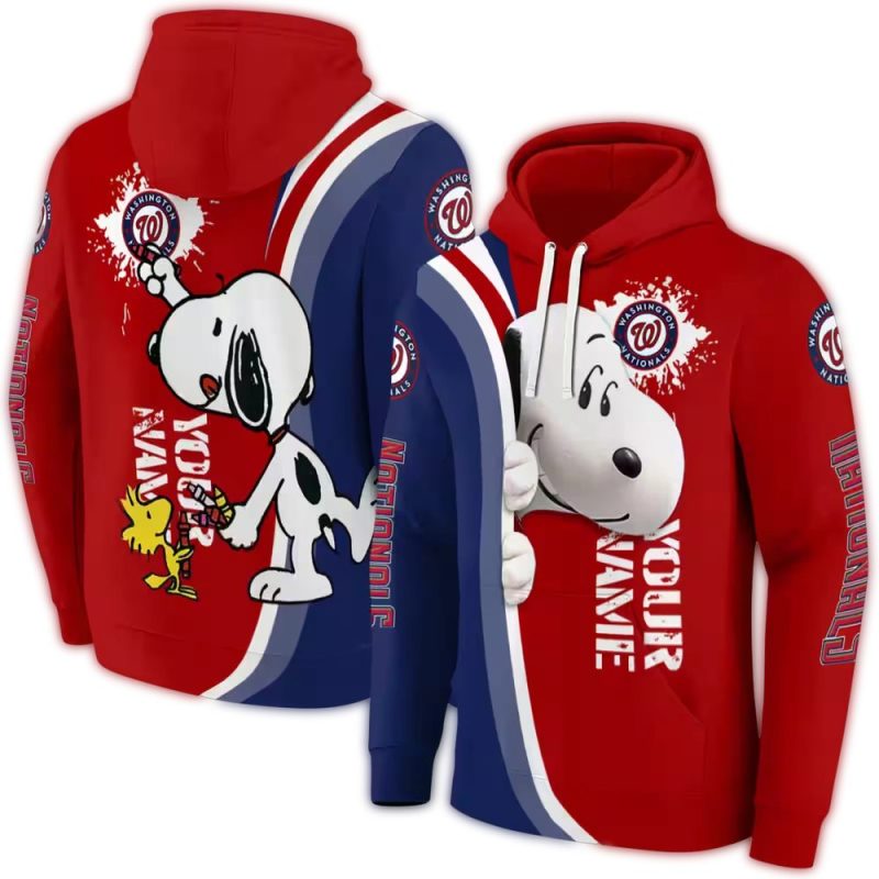 Personalized Washington Nationals Peeking Snoopy All over Print Hoodie 1