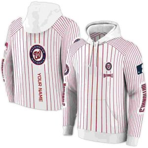 Custom Washington Nationals Pinstripe All-Over Print Hoodie For Fans