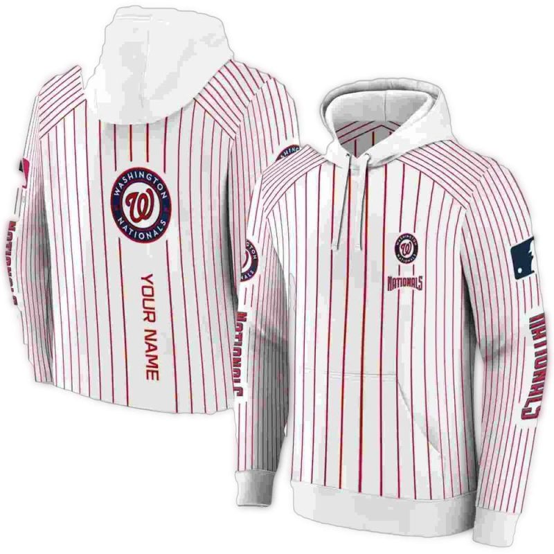 Personalized Washington Nationals Pinstripe Pattern All over Print Hoodie 1