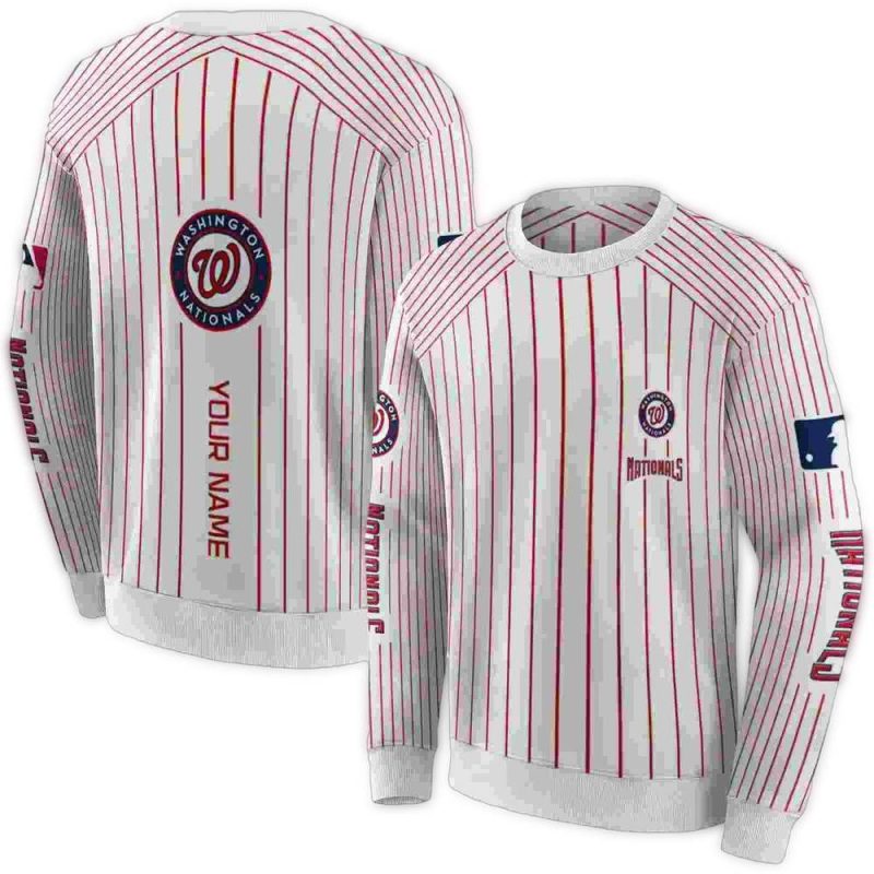 Personalized Washington Nationals Pinstripe Pattern All over Print Sweatshirt 1