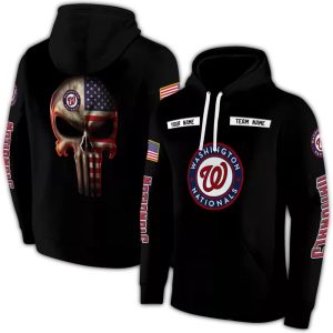 Custom Washington Nationals Punisher Skull All-Over Print Hoodie