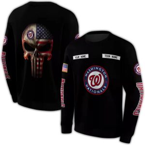 Custom Washington Nationals Punisher Skull All-Over Print Sweatshirt