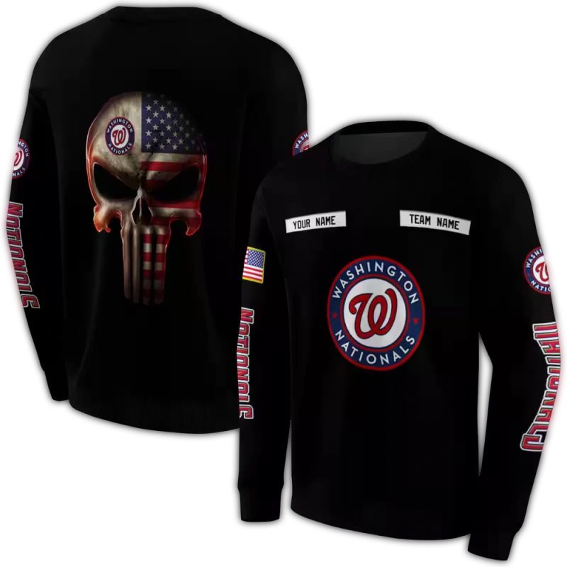 Personalized Washington Nationals Punisher Skull All over Print Sweatshirt 1