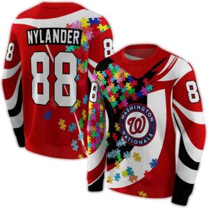 Custom Washington Nationals All-Over Print Sweatshirt – Puzzle Pieces Design