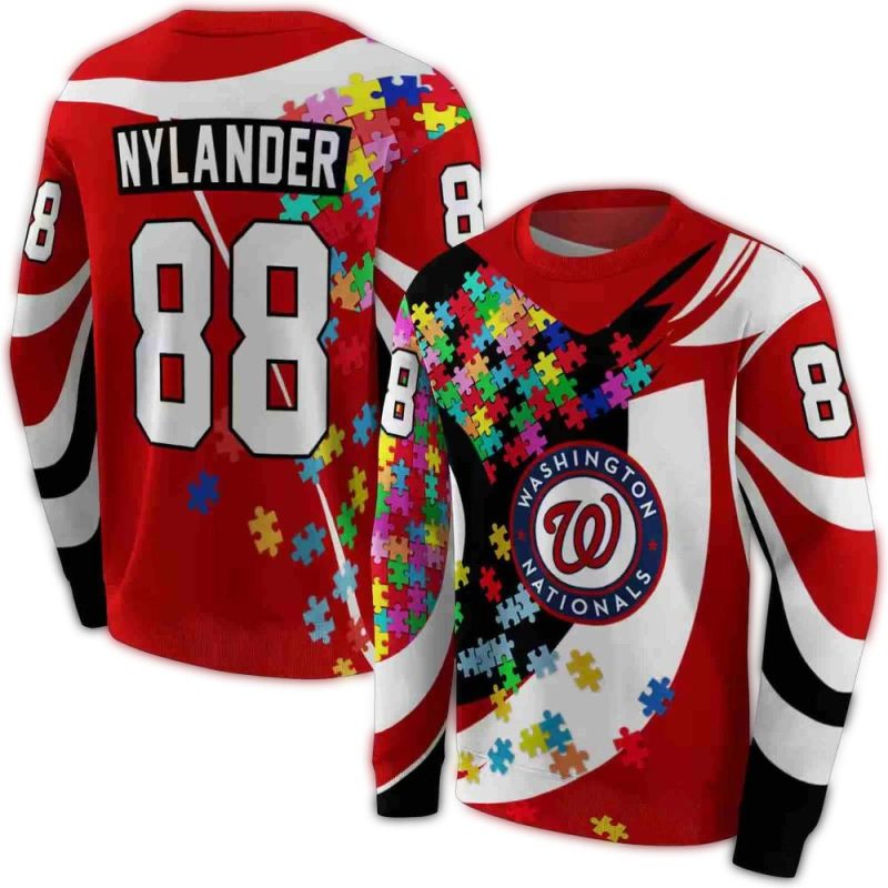 Personalized Washington Nationals Puzzle Pieces All over Print Sweatshirt 1