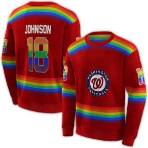 Custom Washington Nationals Rainbow Stripes All-Over Print Hoodie