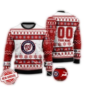 Custom Washington Nationals Reindeer Ugly Christmas Sweater