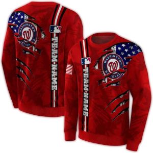 Custom Washington Nationals Ripped Flag All-Over Print Sweatshirt