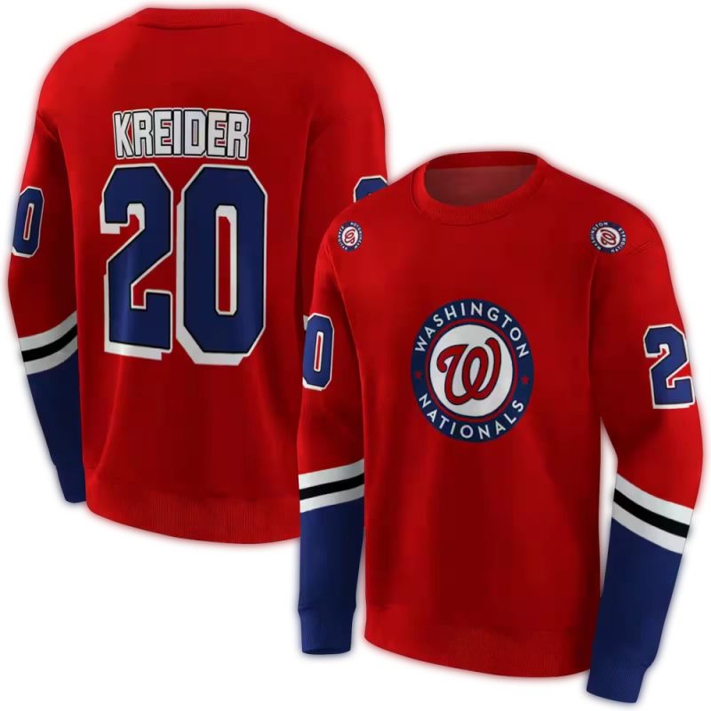Personalized Washington Nationals Striped All over Print Sweatshirt 1