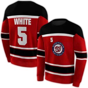 Custom Washington Nationals Striped All-Over Print Sweatshirt