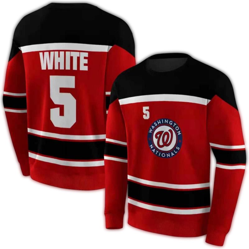 Personalized Washington Nationals Striped Pattern All over Print Sweatshirt 1
