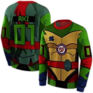 Custom Washington Nationals Superhero Armor All-Over Print Sweatshirt