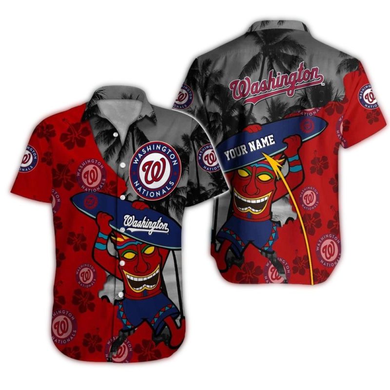 Personalized Washington Nationals Tiki Surf Hawaiian Shirt 1