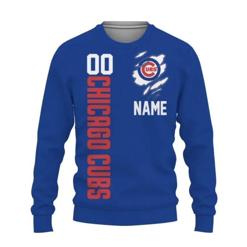 Personalized Name and Number Chicago Cubs In My Heart Ugly Sweater