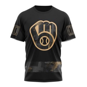 Custom Milwaukee Brewers Armed Forces Day Black All Over Print T-Shirt
