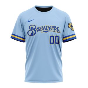 Personalized Milwaukee Brewers Blue All Over Print T-Shirt for Fans