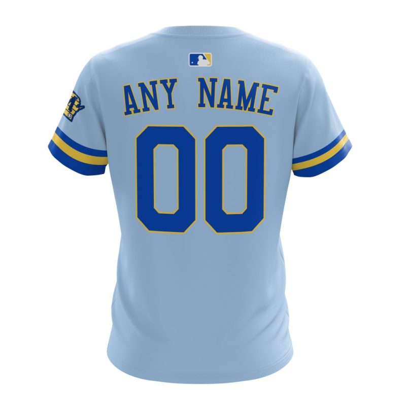 Personalized Milwaukee Brewers Blue All Over Print T-Shirt for Fans - Image 2